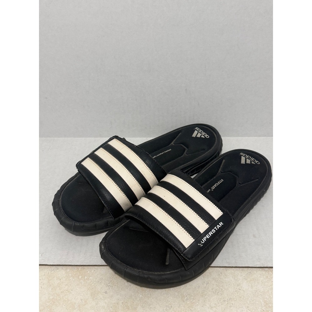 Adidas Superstar Mens 10 Black White FitFOAM Slide Sandals G61950